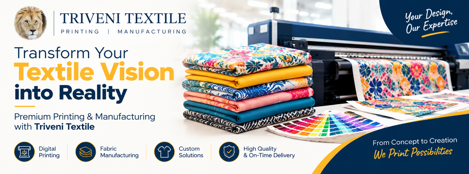 Digital print fabric on cotton and wool by Triveni Textile